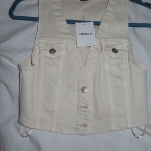 Forever 21 Off-White Denim Vest